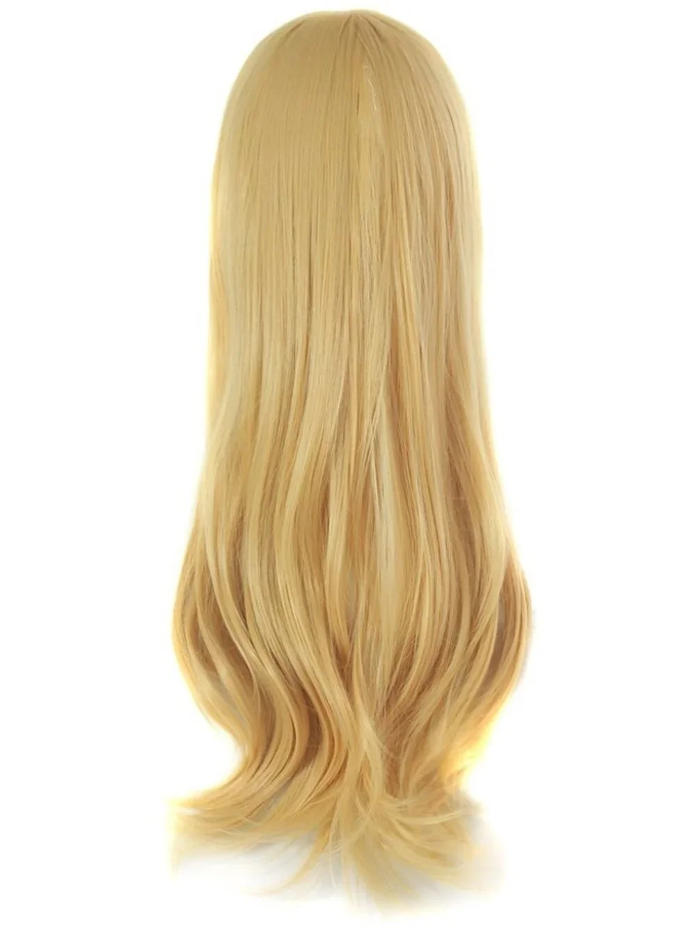 Women Orange Yellow 24 Inch Heat Resistant Long Side Bang Wavy Curly Cosplay Wig